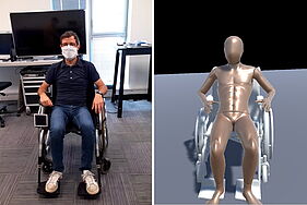 Résultat du suivi 3D par caméras de profondeur facilitant le bon positionnement des personnes en situation de handicap au fauteuil - Agrandir l'image, fenêtre modale